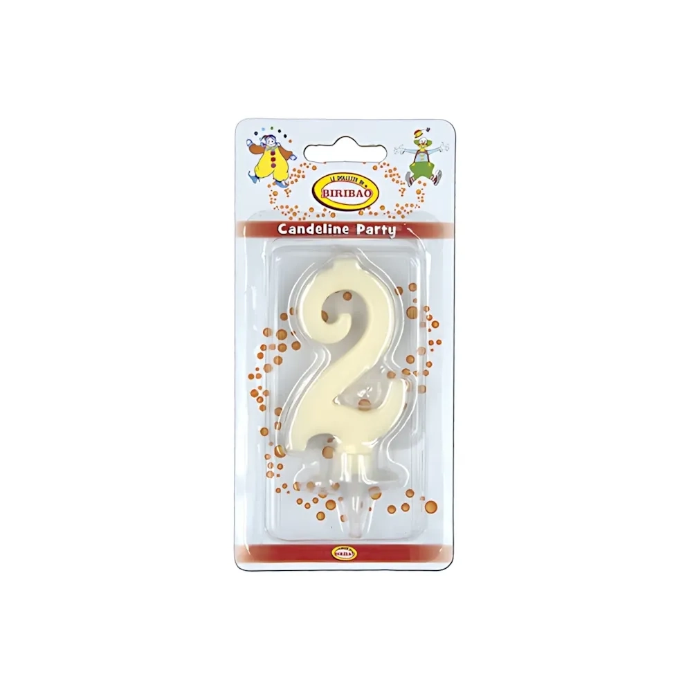 Candelina mini numero 2 avorio, 1pz.