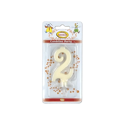 Candelina mini numero 2 avorio, 1pz.