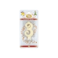 Candelina mini numero 3 avorio, 1pz.