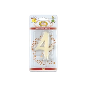 Candelina mini numero 4 avorio, 1pz.