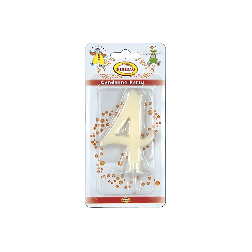 Candelina mini numero 4 avorio, 1pz.