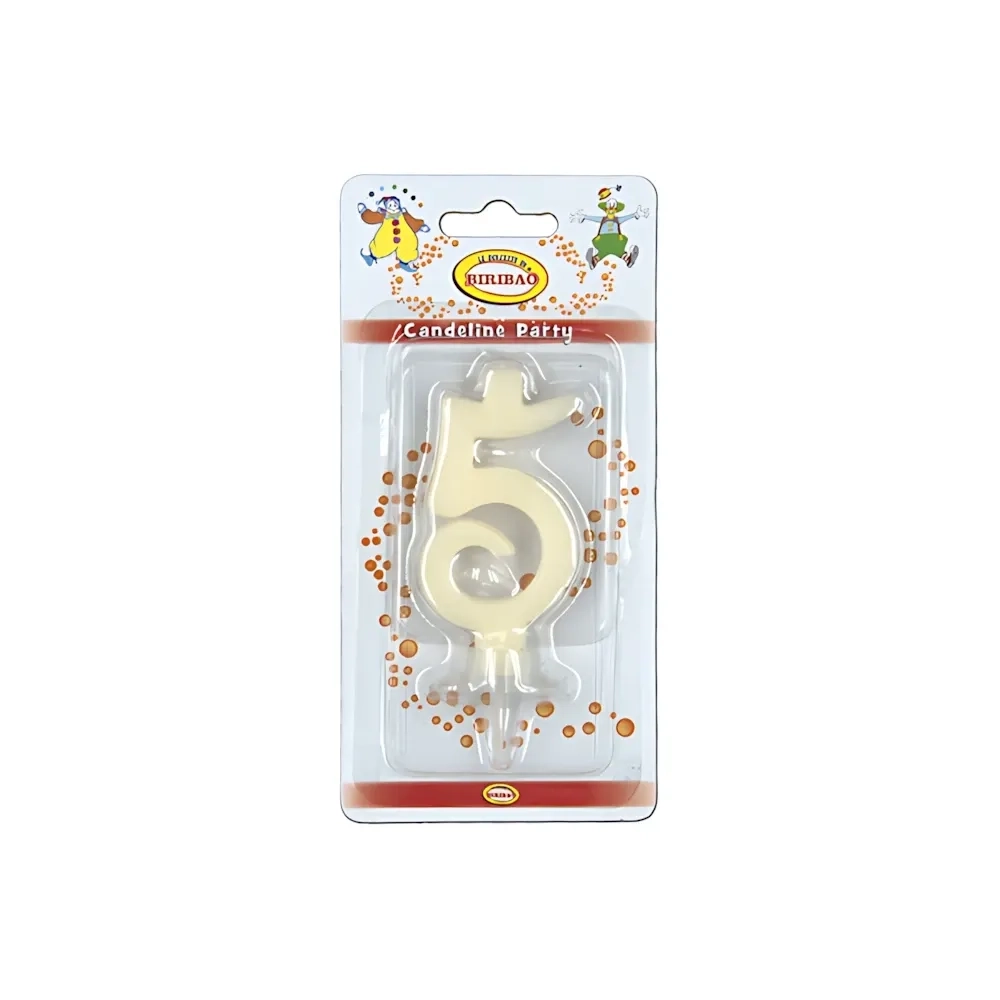 Candelina mini numero 5 avorio, 1pz.