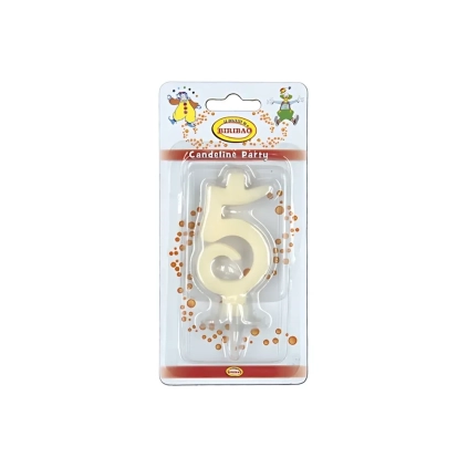 Candelina mini numero 5 avorio, 1pz.