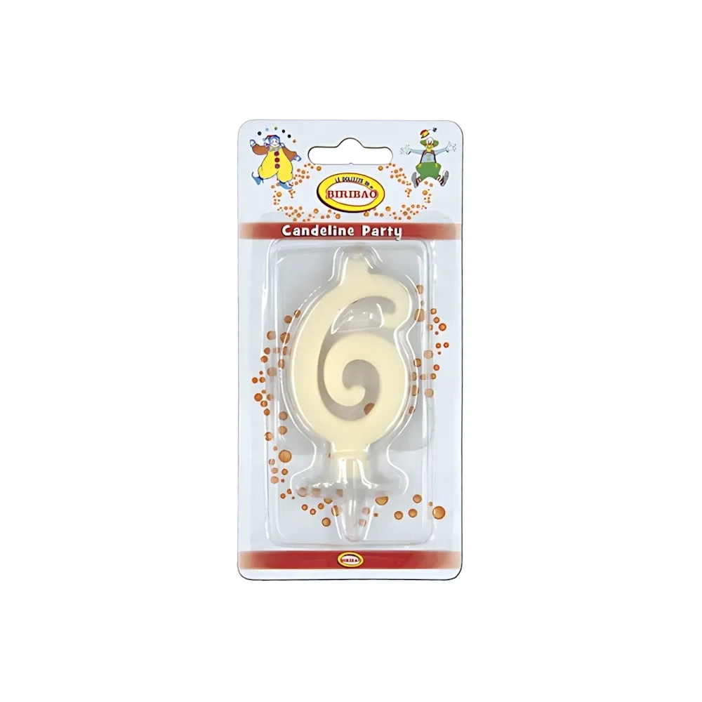 Candelina mini numero 6 avorio, 1pz.