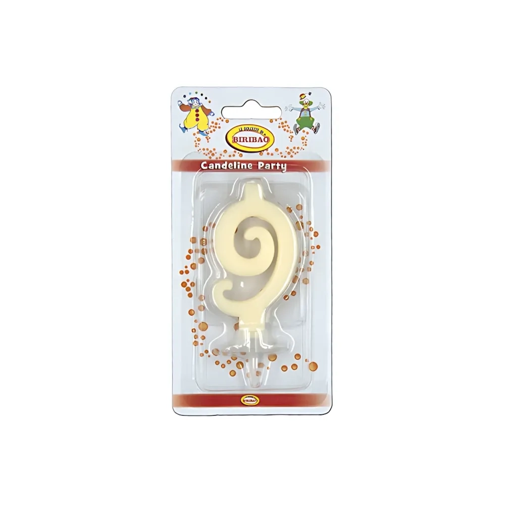 Candelina mini numero 9 avorio, 1pz.