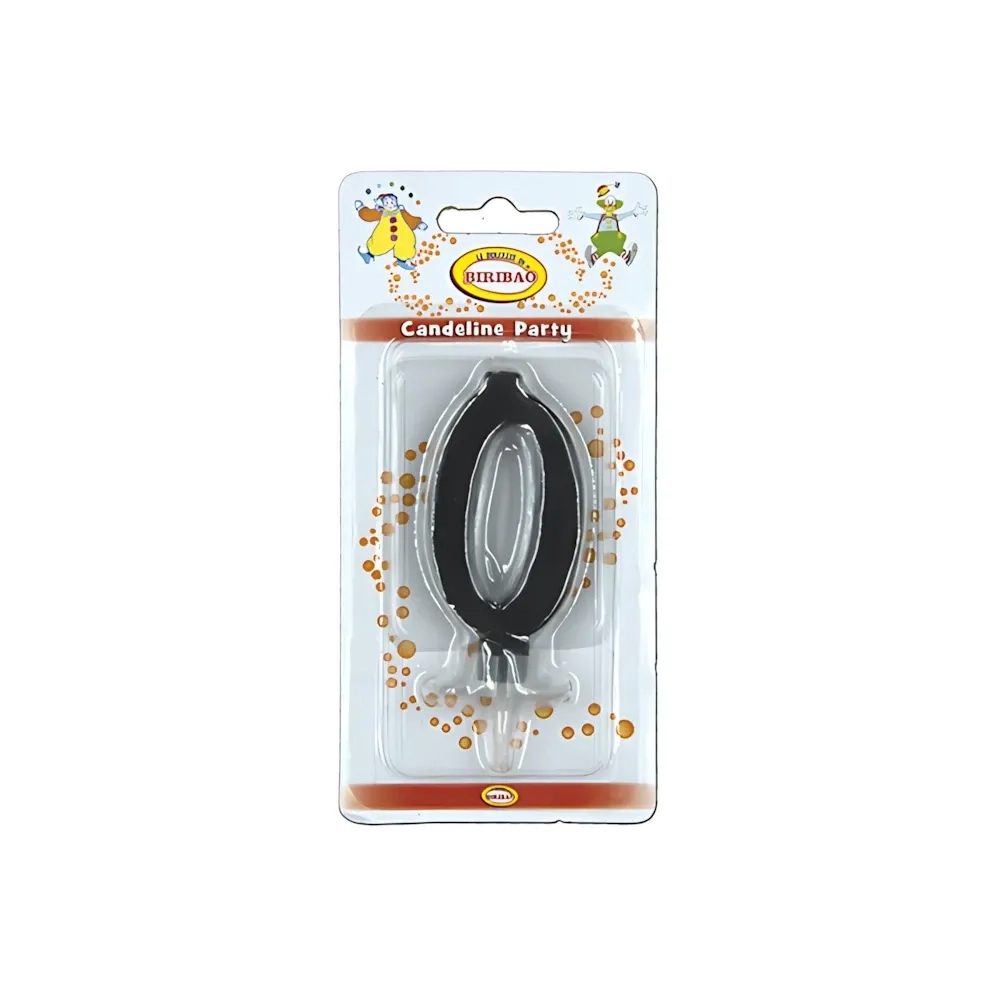 Candelina mini numero 0 nera, 1pz.