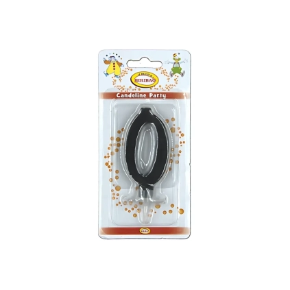 Candelina mini numero 0 nera, 1pz.