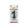 Candelina mini numero 1 nera, 1pz.
