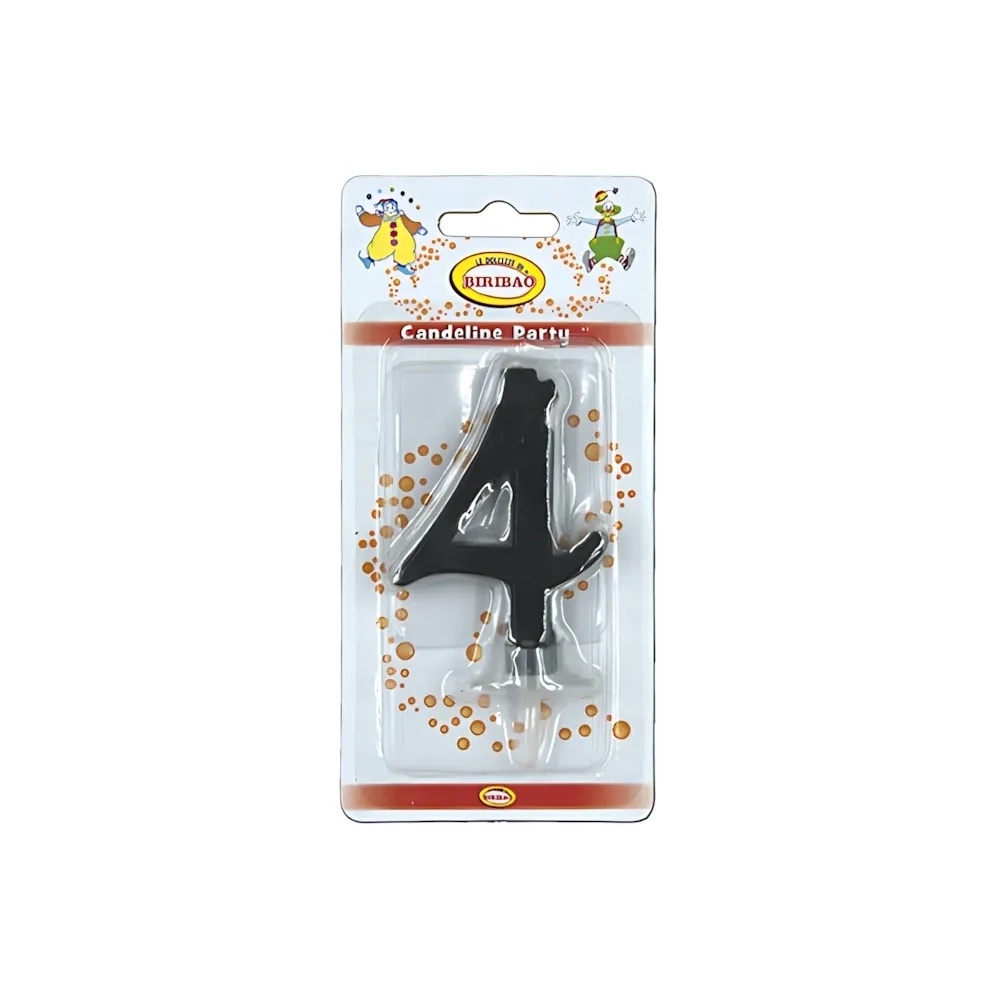 Candelina mini numero 4 nera, 1pz.