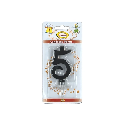 Candelina mini numero 5 nera, 1pz.