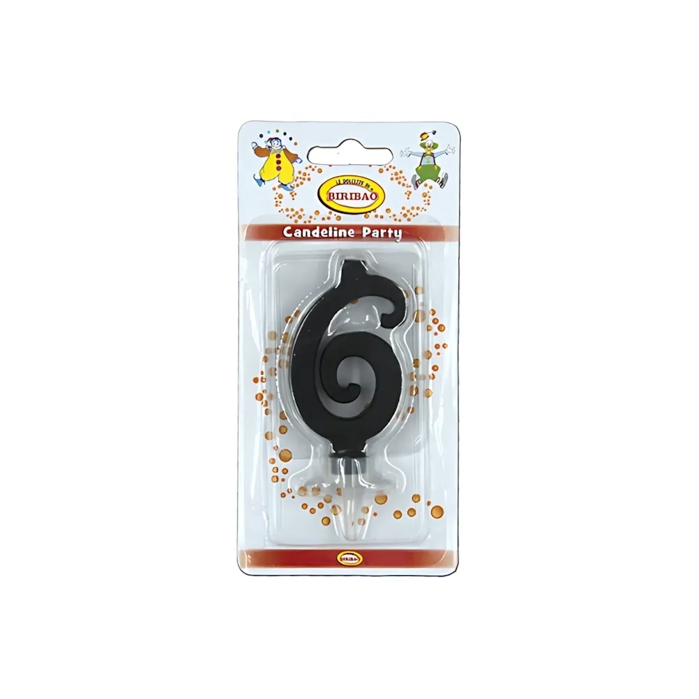 Candelina mini numero 6 nera, 1pz.