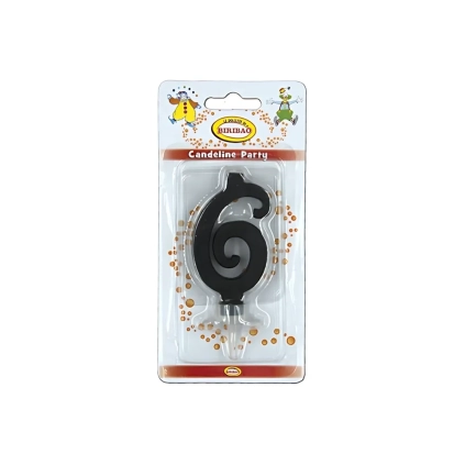 Candelina mini numero 6 nera, 1pz.