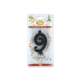 Candelina mini numero 9 nera, 1pz.