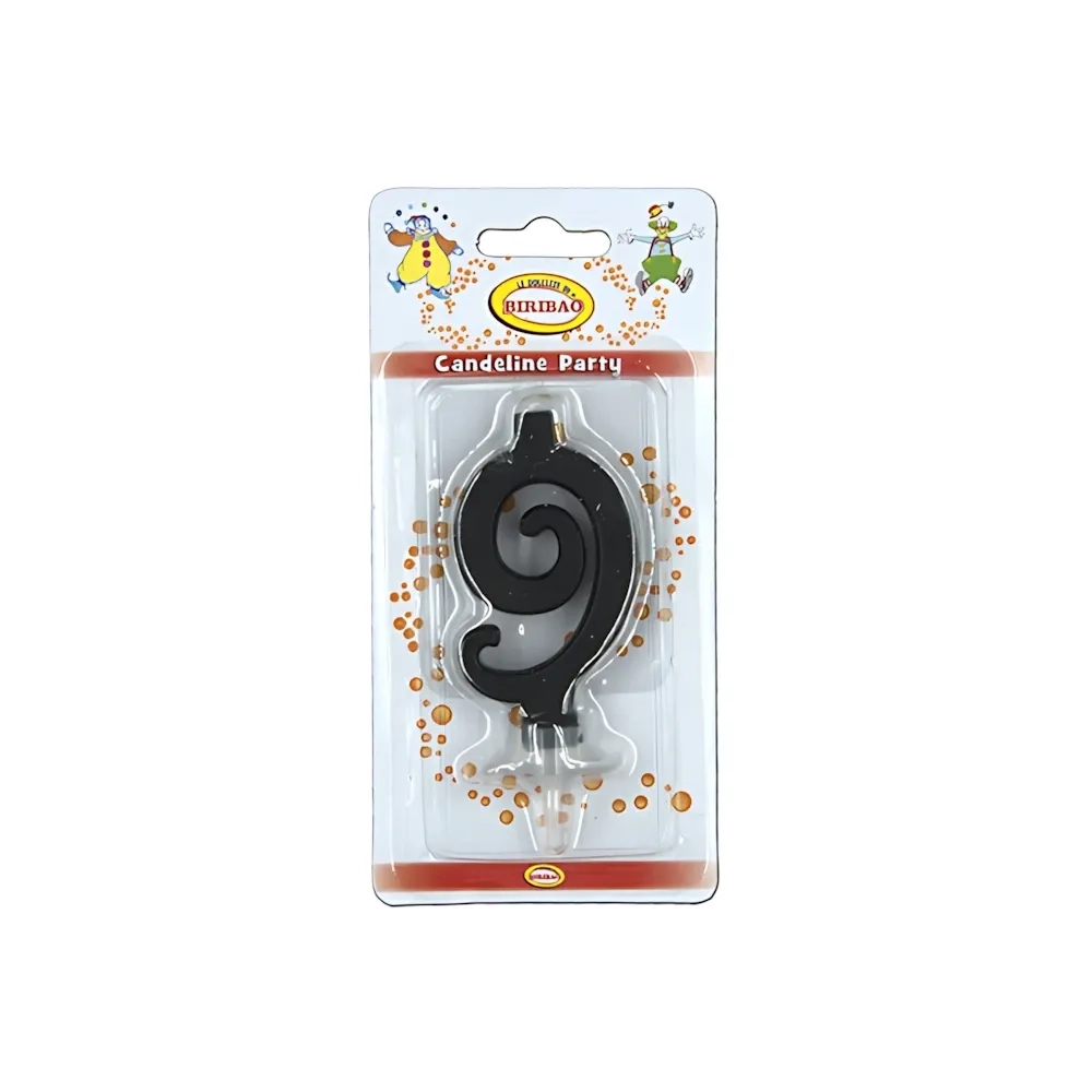 Candelina mini numero 9 nera, 1pz.