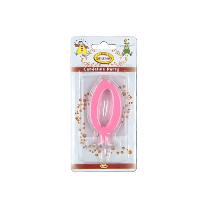 Candelina mini numero 0 rosa, 1pz.