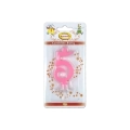 Candelina mini numero 5 rosa, 1pz.