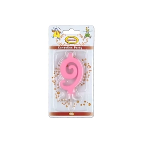 Candelina mini numero 9 rosa, 1pz.
