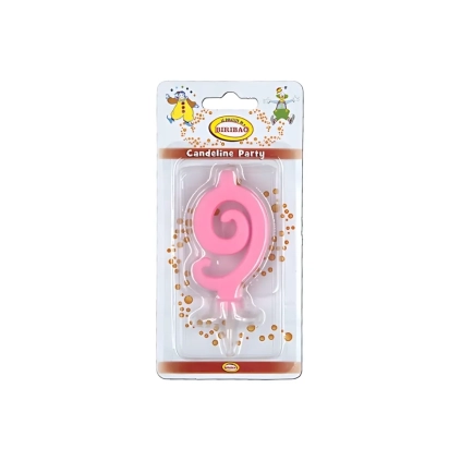 Candelina mini numero 9 rosa, 1pz.