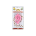 Candelina mini numero 9 rosa, 1pz.