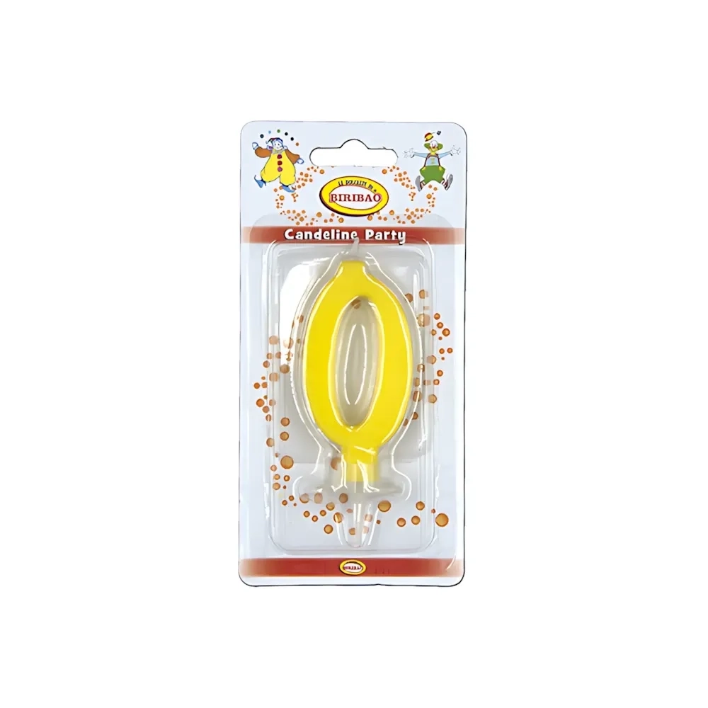 Candelina mini numero 0 gialla, 1pz.