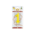 Candelina mini numero 1 gialla, 1pz.