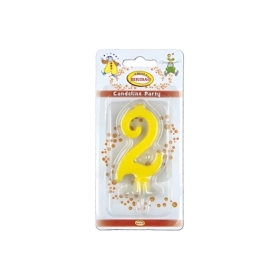Candelina mini numero 2 gialla, 1pz.