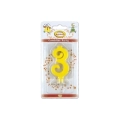 Candelina mini numero 3 gialla, 1pz.