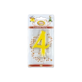 Candelina mini numero 4 gialla, 1pz.