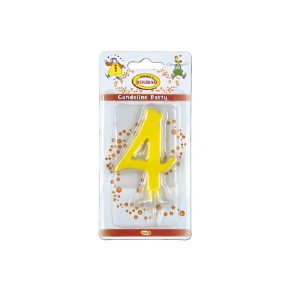 Candelina mini numero 4 gialla, 1pz.