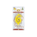 Candelina mini numero 6 gialla, 1pz.