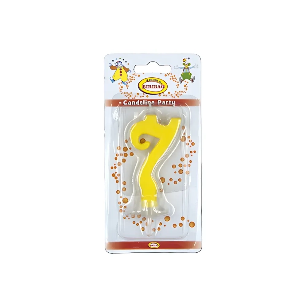 Candelina mini numero 7 gialla, 1pz.