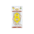 Candelina mini numero 8 gialla, 1pz.