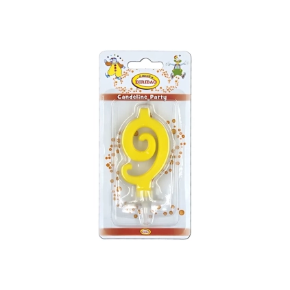 Candelina mini numero 9 gialla, 1pz.