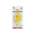 Candelina mini numero 9 gialla, 1pz.
