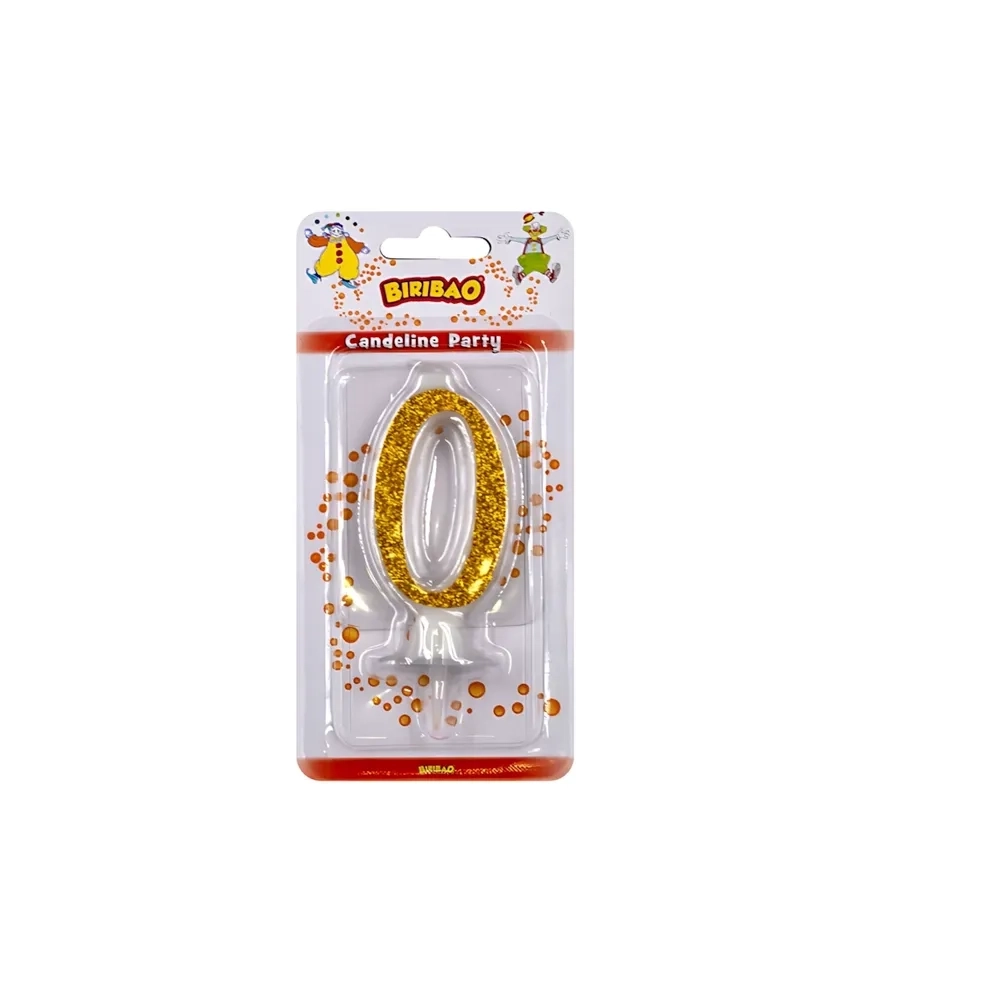 Candelina numero 0 oro glitter, 1pz.