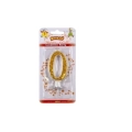 Candelina numero 0 oro glitter, 1pz.