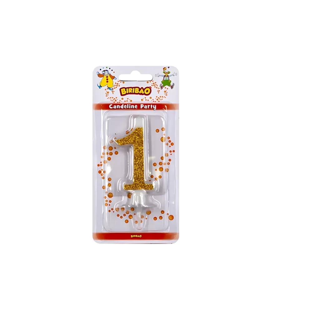 Candelina numero 1 oro glitter, 1pz.