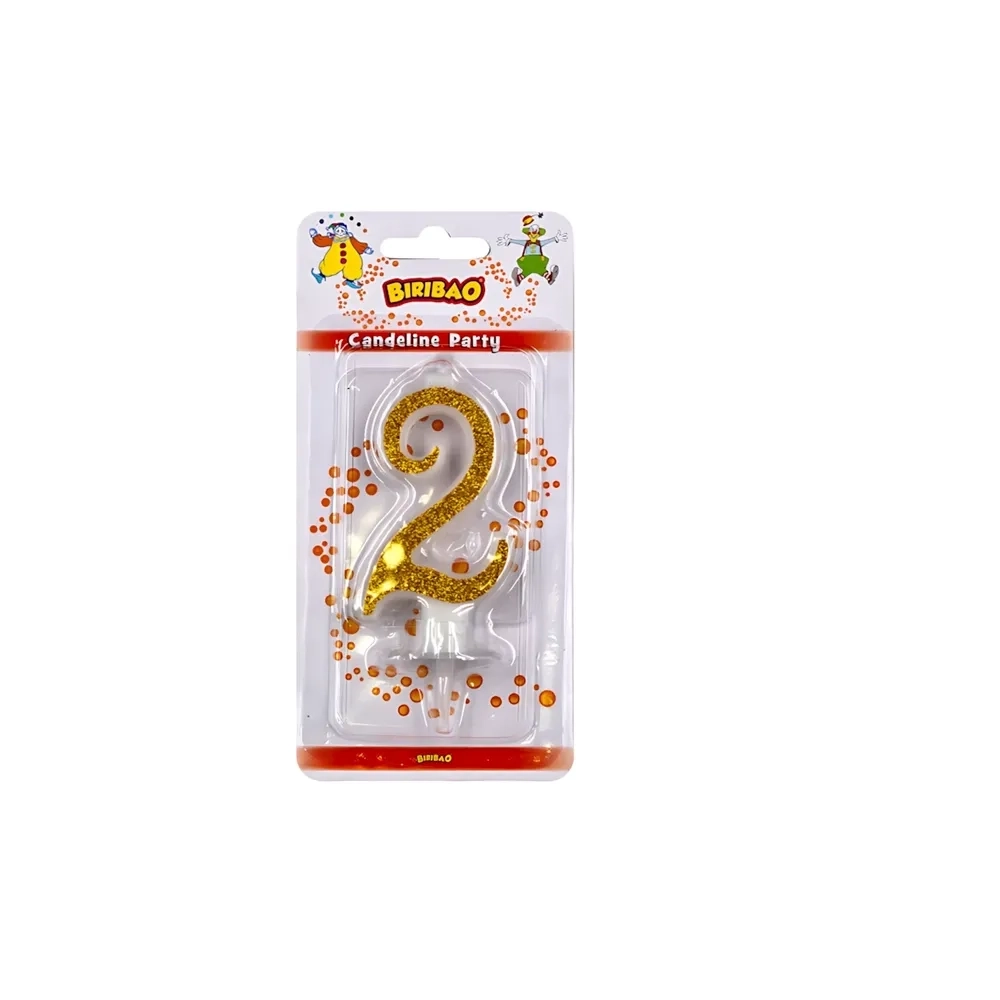 Candelina numero 2 oro glitter, 1pz.