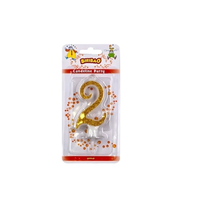 Candelina numero 2 oro glitter, 1pz.