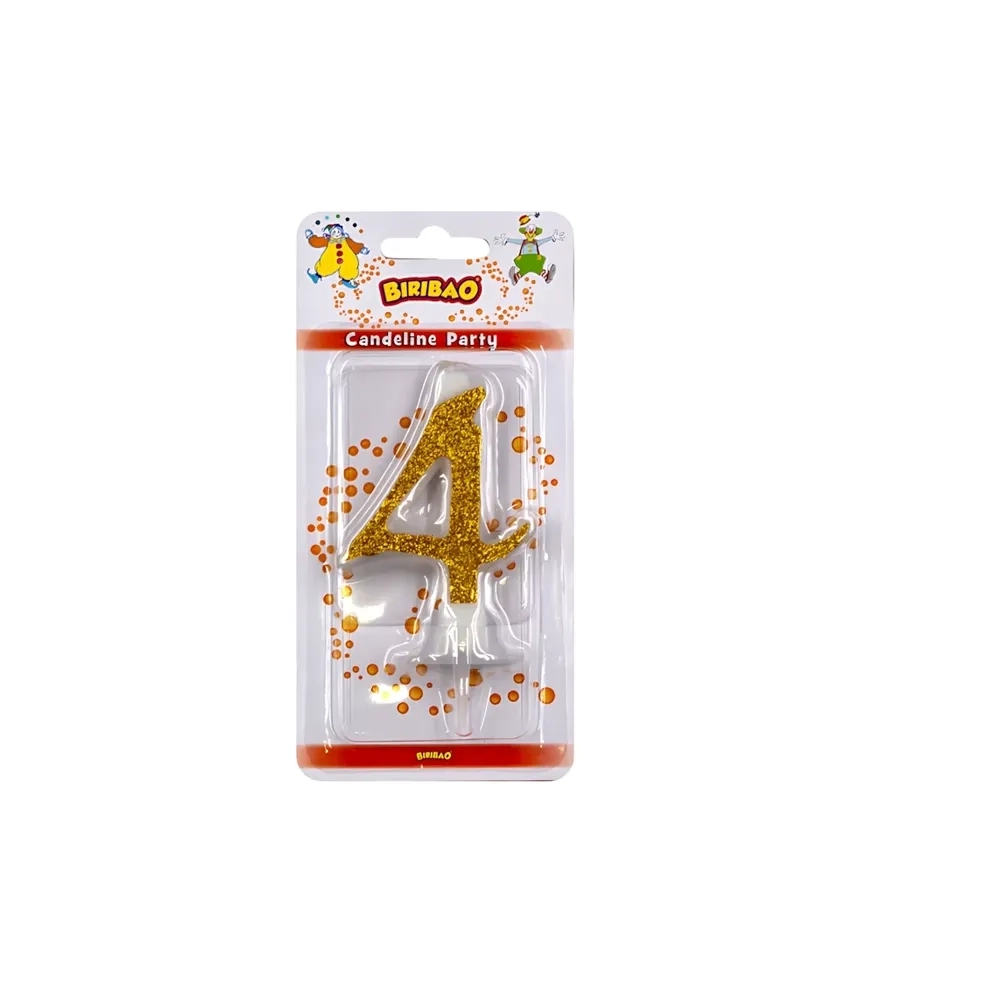 Candelina numero 4 oro glitter, 1pz.