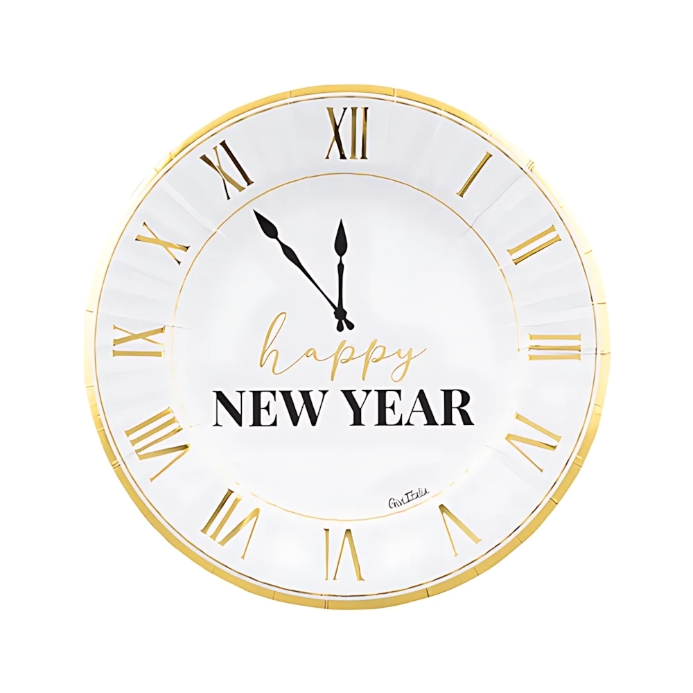 Piatti Happy New Year Clock White 23cm, 8pz.