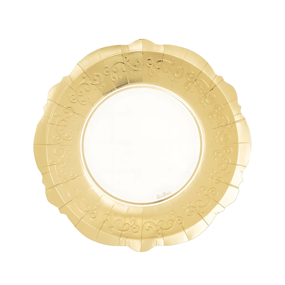 Piatti Liberty Bianco Bordo Oro 27cm, 8pz.
