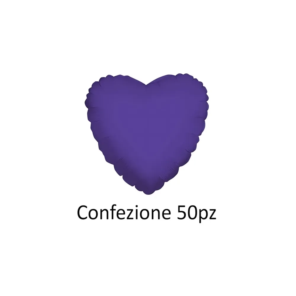 Palloncini cuore Viola standard shape 18" (45cm) in mylar, 50pz.