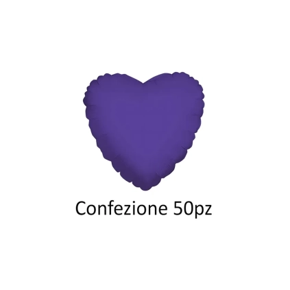 Palloncini cuore Viola standard shape 18" (45cm) in mylar, 50pz.