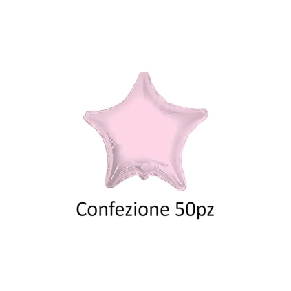 Palloncini Stella Rosa Chiaro standard shape 18" (45cm) in mylar, 50pz.