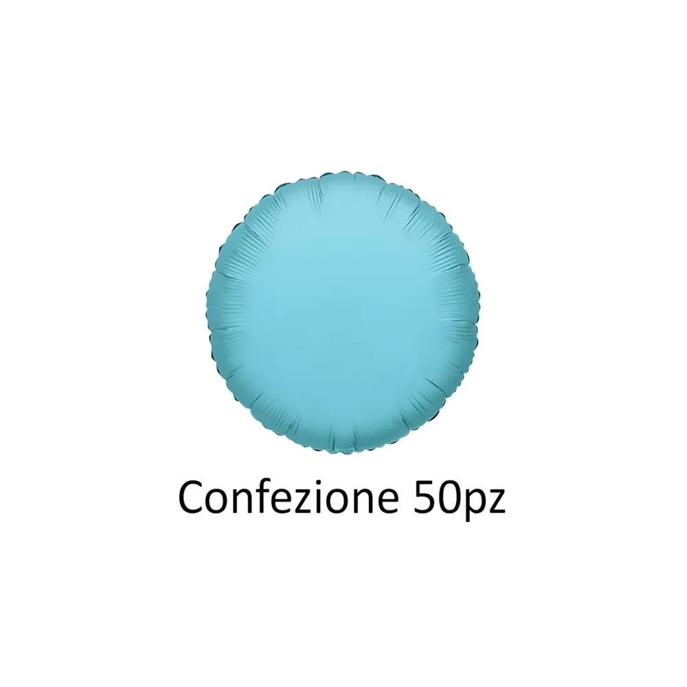 Palloncini tondo Celeste Chiaro standard shape 18" (45cm) in mylar, 50pz.