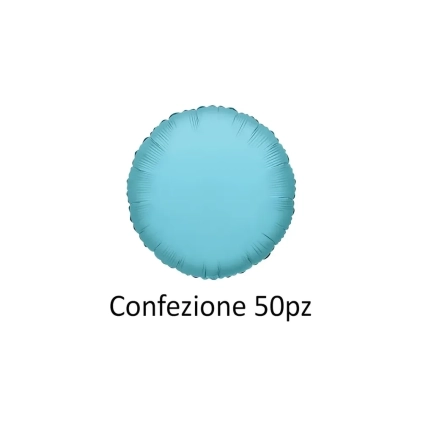 Palloncini tondo Celeste Chiaro standard shape 18" (45cm) in mylar, 50pz.