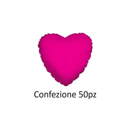 Palloncini cuore Fucsia standard shape 18" (45cm) in mylar, 50pz.