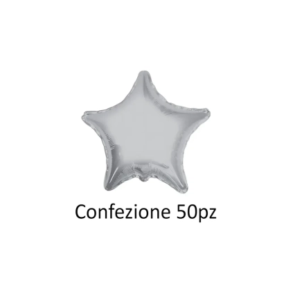 Palloncini Stella Argento standard shape 18" (45cm) in mylar, 50pz.