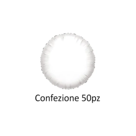 Palloncini tondo Bianco standard shape 18" (45cm) in mylar, 50pz.